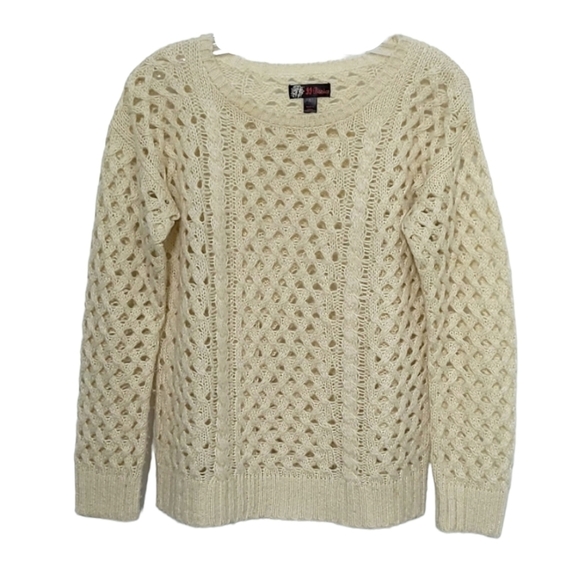 Aran Knit Neutral Cream Sweater Academia Cottagecore Grandpa Women's Small - Picture 1 of 9